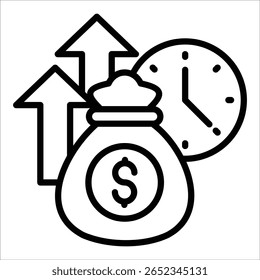 El tiempo es elemento de icono de dinero para el diseño