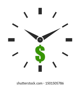 Time is money icon. Flat. Isolated on white background. 