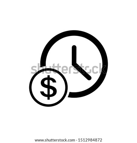 Time is money icon in flat style. Clock and dollar line symbol. Simple time and money symbol isolated on white background. Vector clock abstract icon for web site design or button to mobile app.