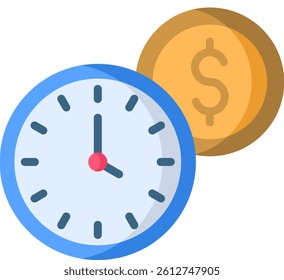 Time Is Money Icon Flat Vector Illustration