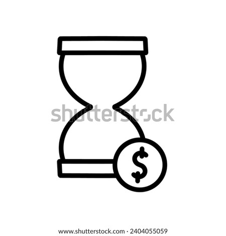 time with money icon, hourglass and dollar coin, deferred cash or capital profit, economic process, affluence loan, thin line symbol - editable stroke vector illustration