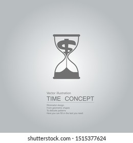 Time is money icon. Isolated on grey background.