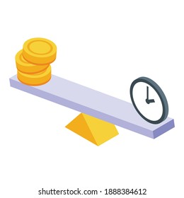 Time is money icon. Isometric of time is money vector icon for web design isolated on white background