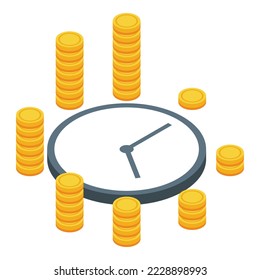Time is money icon isometric vector. Income passive. Work cash