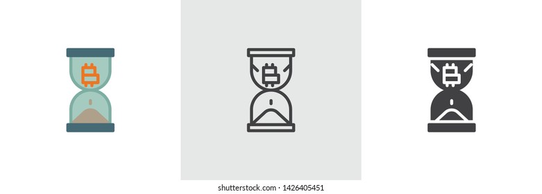 Time is money icon. Line, glyph and filled outline colorful version, Cryptocurrency mining outline and filled vector sign. Symbol, logo illustration. Different style icons set. Vector graphics