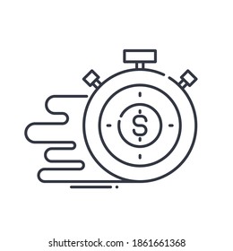 Time is money icon, linear isolated illustration, thin line vector, web design sign, outline concept symbol with editable stroke on white background.