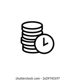 Time money icon in linear, lineout icon style isolated on white background