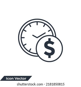 el tiempo es la ilustración vectorial del logotipo del icono del dinero. Tiempo con la plantilla de símbolos Pila de monedas para la colección de diseño gráfico y web
