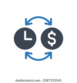 Time Money Icon On White Background