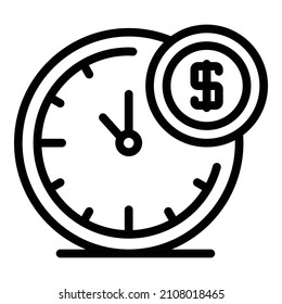 Time is money icon. Outline time is money vector icon for web design isolated on white background