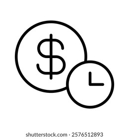 Time is money icon Outline vector for web ui