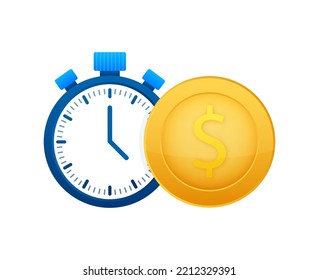 Time is money icon. Money saving. Business and management. Vector stock illustration.