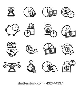 Time and money icon set