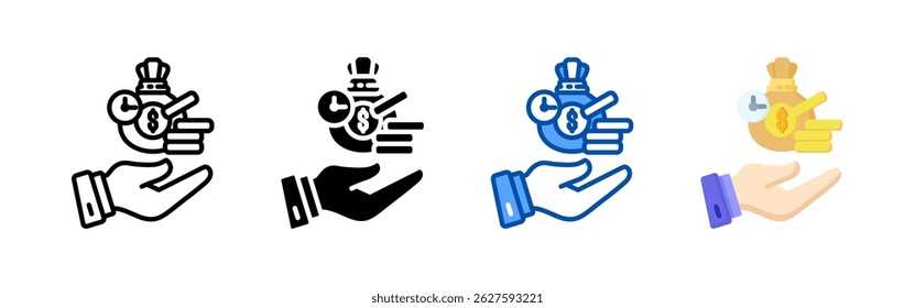 Tempo é pacote de conjunto de ícones de dinheiro. Coleção de ícones de estilo múltiplo perfeita para sites, aplicativos e apresentações. Coleção de ícones de vetor simples