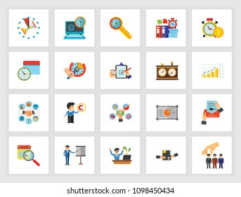 Time is money icon set. Can be used for topics like earning money, workspace, success, business plan