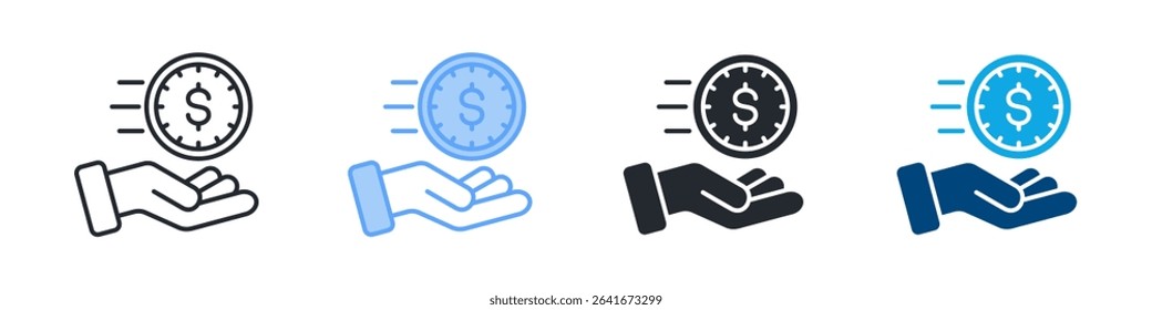 Time Is Money Icon Set Multiple Style. Design In Outline, Blue, Glyph, Dualtone