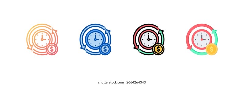 Time Is Money icon set multiple style collection