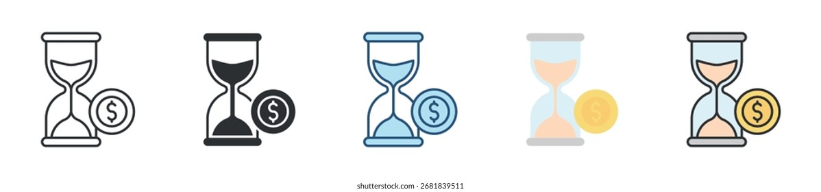 Time Is Money Icon Set Multiple Style Collection
