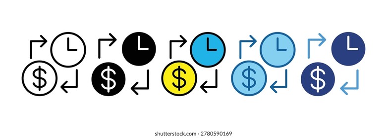 Time Is Money Icon Set Multiple Style Collection