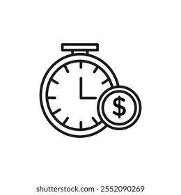 El tiempo es el icono del dinero Sencillo símbolo plano de línea delgada