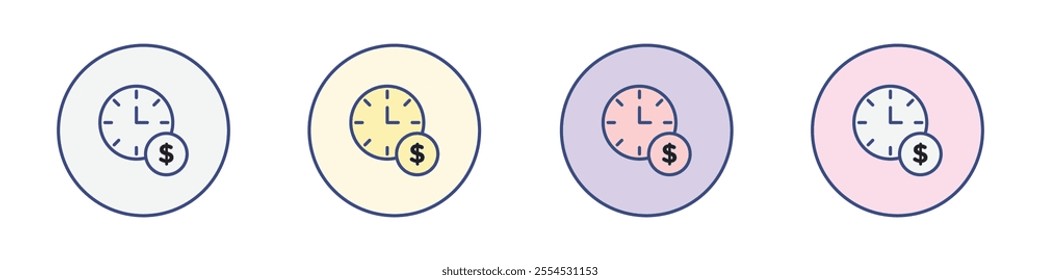 Time is money icon Thin line flat illustration