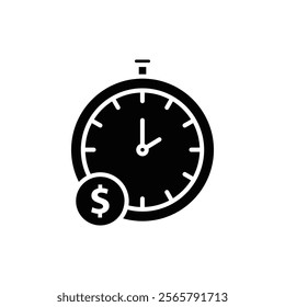 Time is money icon Vector flat thin line illustration