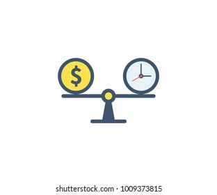 Time is money icon. Vector illustration in flat minimalist style.