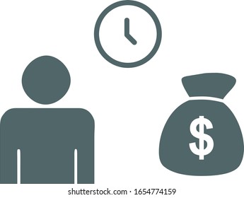 Time is money icon. Vector illustration