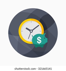 Time is money icon, vector illustration. Flat design style with long shadow,eps10