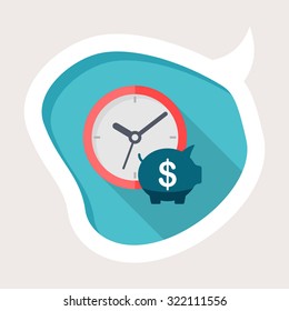 Time is money icon, vector illustration. Flat design style with long shadow,eps10