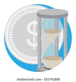 Time money icon vector. Time management, money and clock, save time and money illustration