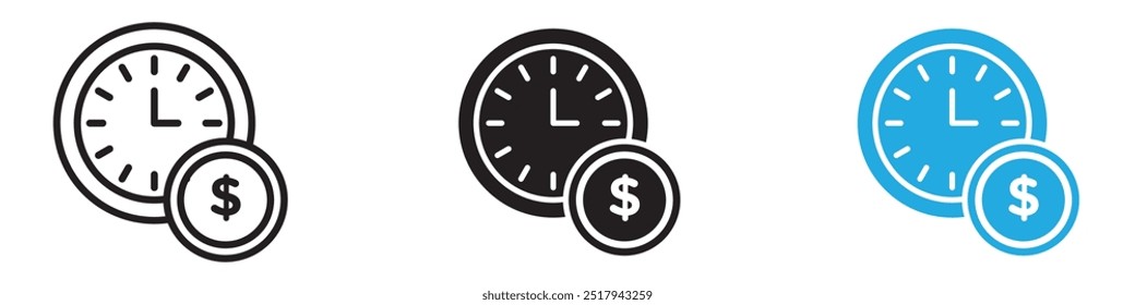 Time is money icon vector set illustration
