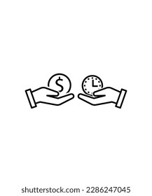 time with money icon,vector best line icon.
