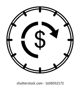 Icono de tiempo y dinero/trabajo vectorial/Icono editable