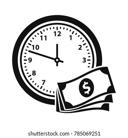 time is money illustration, clock vector icon, money icon 
