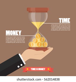 Time Is Money Infographic. Money In Sandglass