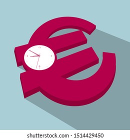 Time is money. Isolated on blue background.