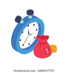 Time Is Money Isometric vector Illustration 