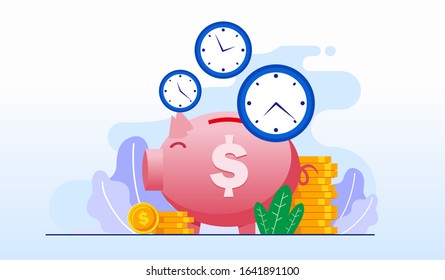 Time is money landing page website illustration flat vector template 