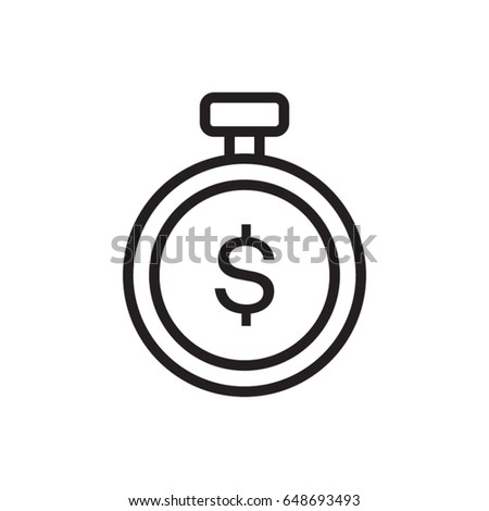 Time is Money line flat vector icon for mobile application, button and website design. Illustration isolated on white background. EPS 10 design, logo, app, infographic.
