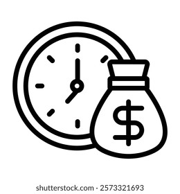 Time Is Money line icon, editable vector icon, pixel perfect, illustrator ai file 