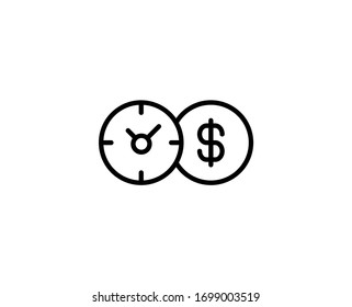 Zeiterstattungssymbol. Vektorillustration-Symbol im trendigen, flachen Stil auf weißem Hintergrund. Geldzeit beim Design.