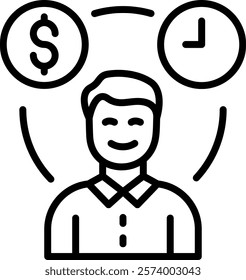 Time is money Line Vector Icon Design