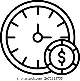 Tempo é dinheiro Linha vetor Ícone Design