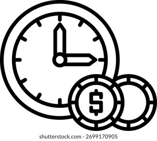 Tempo é dinheiro Linha vetor Ícone Design