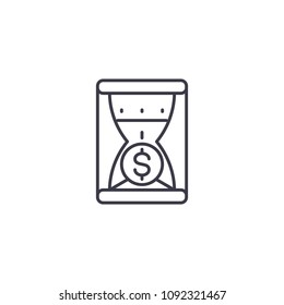 Time is money linear icon concept. Time is money line vector sign, symbol, illustration.