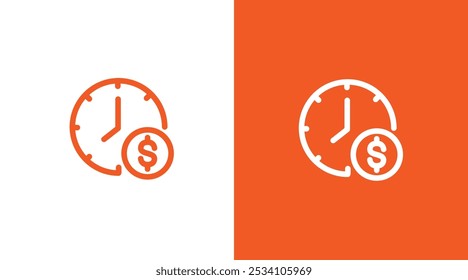 Plantilla de diseño de Vector de símbolo de logotipo de tiempo y dinero. Diseño simple del icono del logotipo del negocio