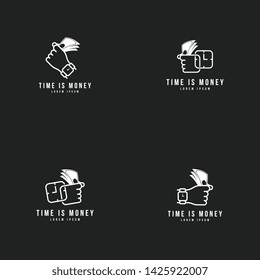 Time is money logo template. The combination of money and watches that symbolizes time is money