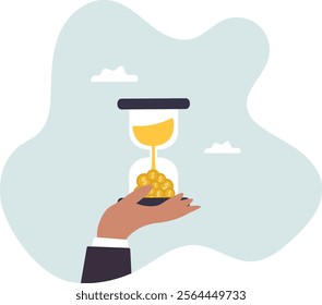 Time is money, long term investment to gain profit earning, interest rate return from savings, salary growth or wage increase.business concept.flat character.