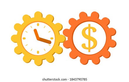 Time is money. make money, income growth, return on investment. Business and finance management, joint venture, mutual fund, annual payment, vector icon in flat style